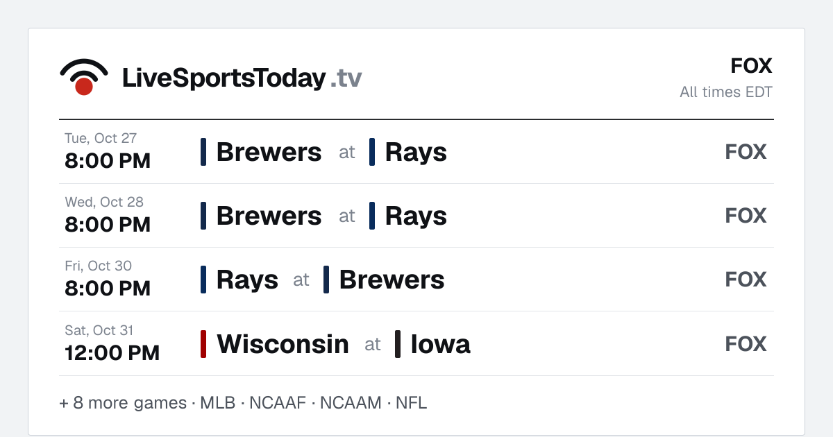 What's on FOX — Live Sports Schedule
